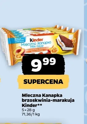 Mleczna Kanapka brzoskwinia-marakuja Kinder 5-pak 28g promocja w Netto