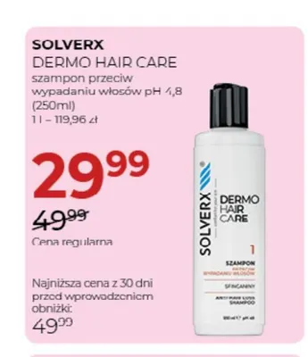 Szampon przeciw wypadaniu włosów pH 4,8 Solverx Dermo Hair Care promocja w Drogerie Jawa