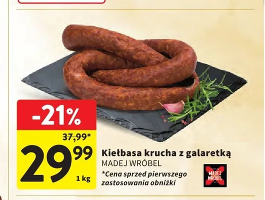 Kiełbasa krucha z galaretką Madej Wróbel promocja w Intermarche