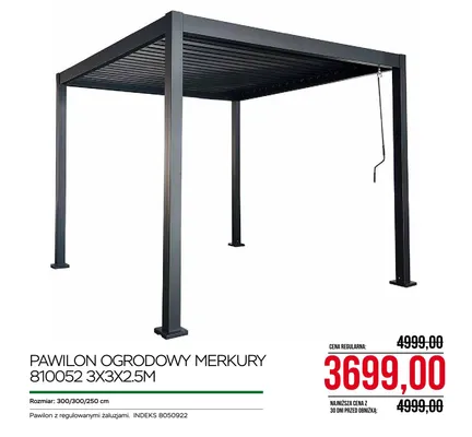 Pawilon ogrodowy Merkury 810052 3x3x2.5m promocja w Abra Meble