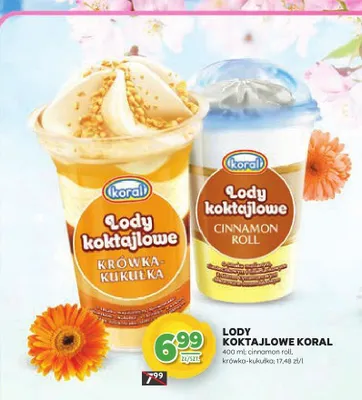 Lody koktajlowe cinnamon roll, krówka-kukułka promocja w Stokrotka