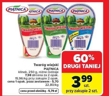 Twaróg wiejski Piątnica półtłusty promocja w Carrefour Market