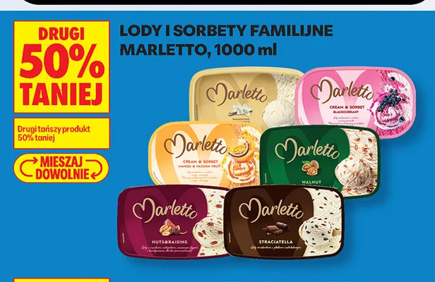 Lody i sorbety familijne Marletto promocja w Biedronka