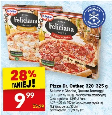Pizza Dr. Oetker różne rodzaje Salame e Chorizo, Quattro formaggi promocja w Twój Market