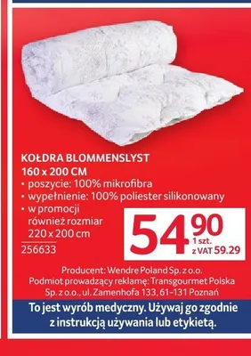 Kołdra Blommenslyst 160x200cm promocja w Selgros