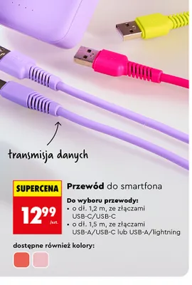 Przewód do smartfona Hykker o dł. 1,2 m USB-C promocja w Biedronka