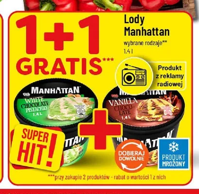 Lody Manhattan White Chocolate Pistachio promocja w POLOmarket