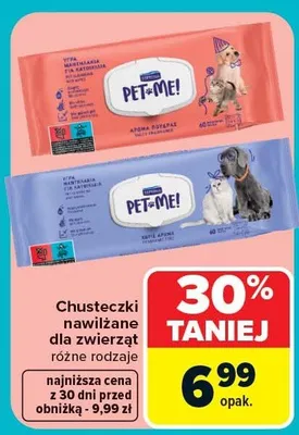 Chusteczki nawilżane dla zwierząt różne rodzaje promocja w Carrefour