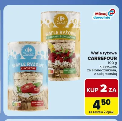 Wafle ryżowe ze słonecznikiem Carrefour promocja w Carrefour Market