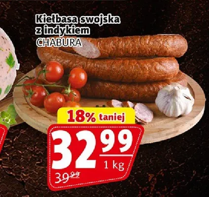 Kiełbasa swojska z indykiem Chabura promocja w Prim Market