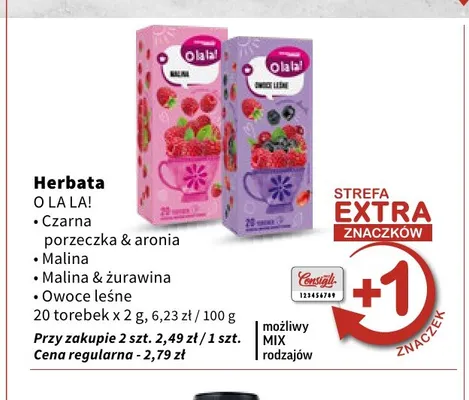 Herbata O la la! czarna porzeczka & aronia promocja w Intermarche