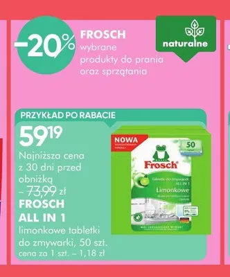 Tabletki do zmywarki Frosch All in 1 limonkowe promocja w Super-Pharm