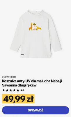 Koszulka anty-UV dla malucha Nabaiji Sawanna długi rękaw promocja w Decathlon