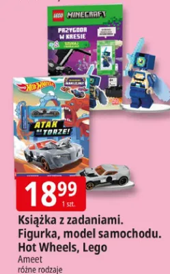 Książka z zadaniami. Figurka, model samochodu. Hot Wheels, Lego promocja w Leclerc