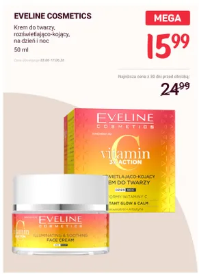 Krem do twarzy rozświetlająco-kojący na dzień i noc Eveline Cosmetics promocja w Rossmann