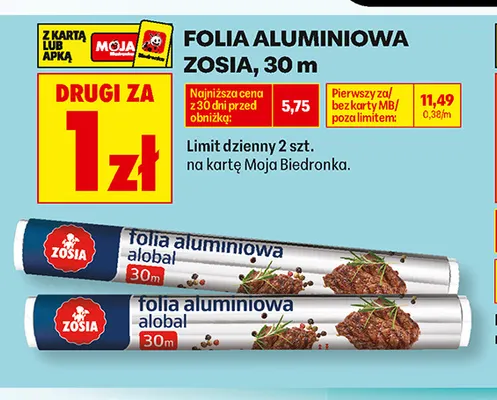 Folia aluminiowa Zosia 30 m promocja w Biedronka