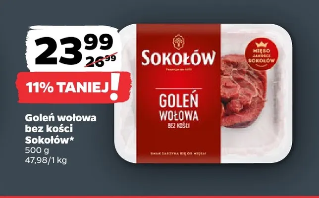 Goleń wołowa bez kości Sokołów promocja w Netto