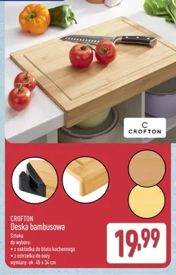 Deska bambusowa z ostrzałką do noży Crofton promocja w Aldi
