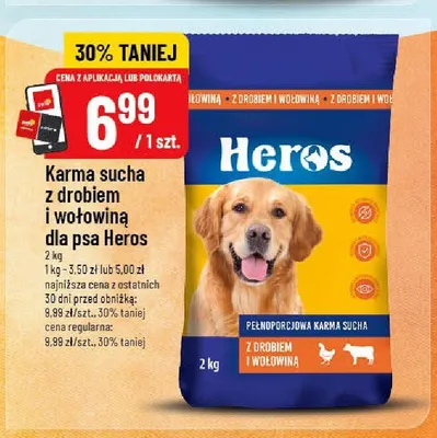 Karma sucha dla psa Heros z drobiem i wołowiną promocja w POLOmarket