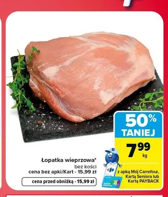 Łopatka wieprzowa bez kości promocja w Carrefour