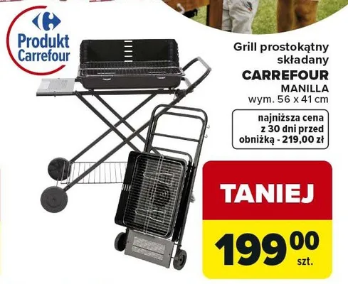 Grill prostokątny rozkładany Manilla promocja w Carrefour