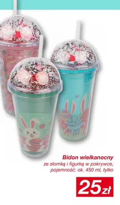 Bidon wielkanocny ze słomką i figurką w pokrywce promocja w KiK