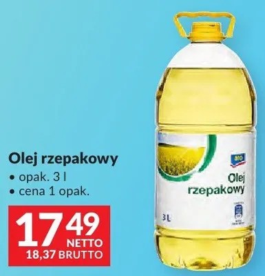 Olej rzepakowy Aro opak. 3l promocja w Makro