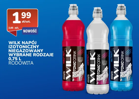 Napój izotoniczny niegazowany Wilk multifruit Rodowita promocja w Społem Praga