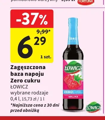 Zagęszczona baza napoju Zero cukru Łowicz promocja w Intermarche