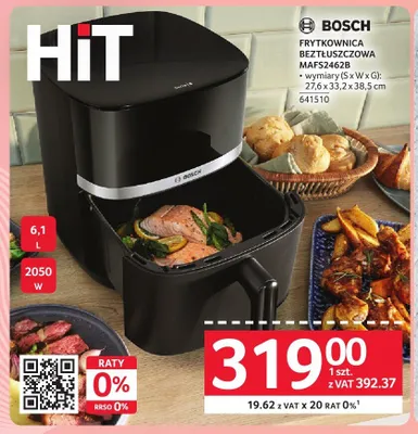 Frytkownica beztłuszczowa BOSCH MAFS2462B promocja w Selgros