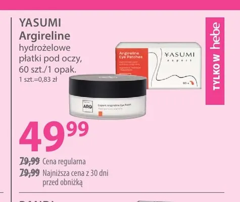 Argireline hydrożelowe płatki pod oczy Yasumi promocja w Hebe