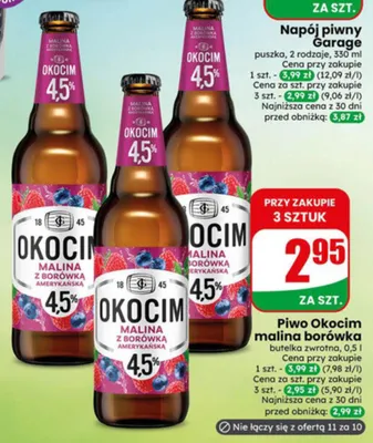 Piwo Okocim Malina z Borówką Amerykańską promocja w Dino