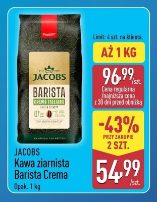 Kawa ziarnista Barista Crema Jacobs promocja w Aldi