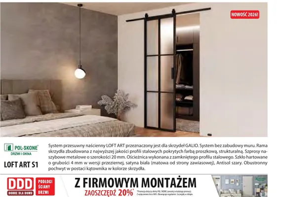 System przesuwny naścienny Loft Art promocja w Dobre Dla Domu