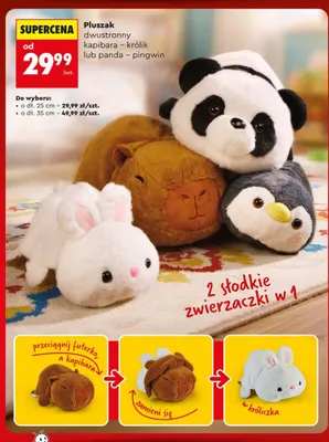 Pluszak dwustronny panda - pingwin promocja w Biedronka