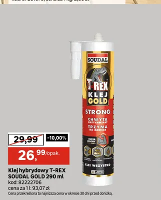 Klej hybrydowy T-Rex Soudal Gold 290 ml promocja w Leroy Merlin