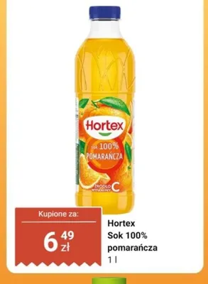 Sok 100% pomarańcza Hortex promocja w Dino