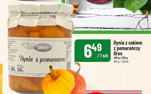 Dynia z sokiem z pomarańczy Dros promocja w POLOmarket