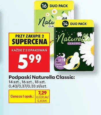 Podpaski Naturella Classic 14 szt. promocja w Biedronka