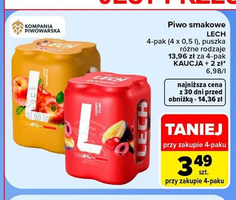 Piwo smakowe Lech 4-pak promocja w Carrefour Market