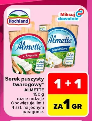 Serek puszysty twarogowy Almette promocja w Carrefour
