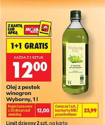 Olej z pestek winogron Wyborny promocja w Biedronka