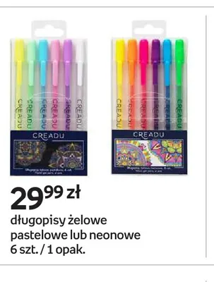Długopisy żelowe neonowe 6 szt. Creadu promocja w Empik