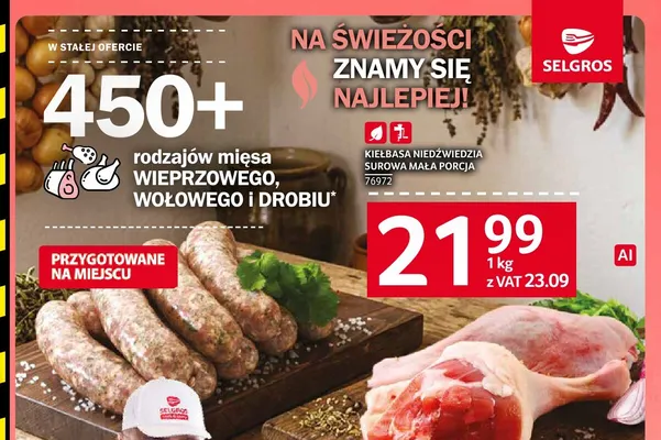 Kiełbasa niedźwiedzia surowa mała porcja promocja w Selgros