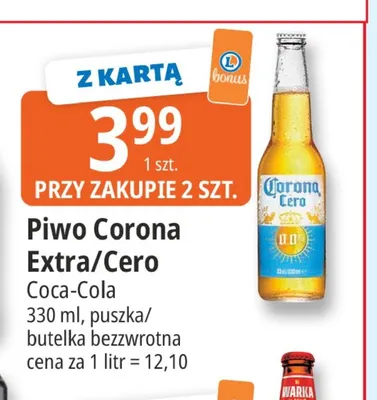 Piwo bezalkoholowe Corona Cero promocja w Leclerc