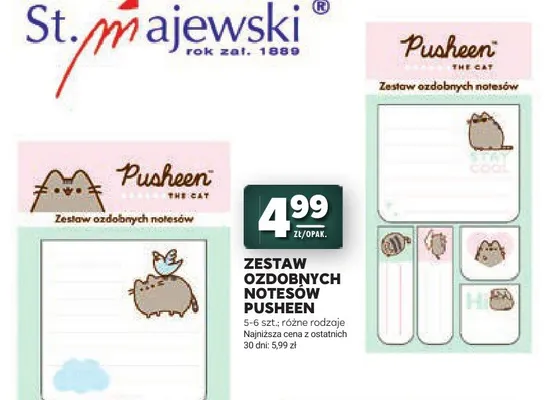 Zestaw ozdobnych notesów Pusheen promocja w Stokrotka