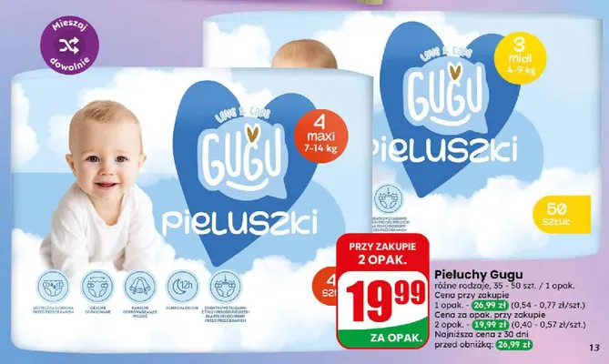 Pieluchy Gugu promocja w Dino
