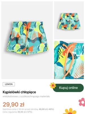 Kąpielówki chłopięce Coccodrillo Lemon promocja w Coccodrillo