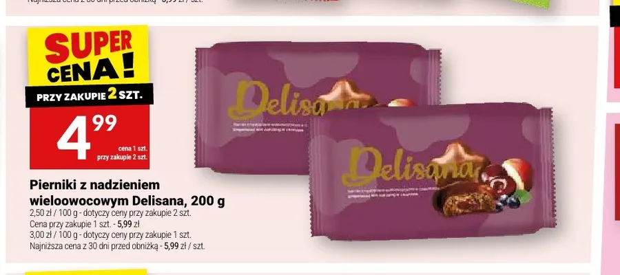 Pierniki z nadzieniem wieloowocowym Delisana promocja w Twój Market