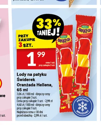 Lody na patyku Świderek Oranżada Hellena promocja w Twój Market